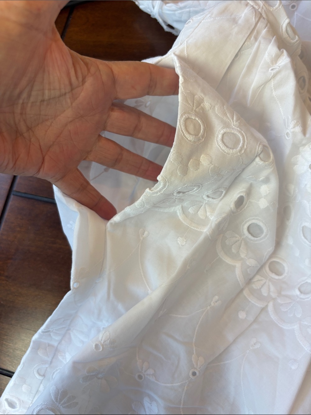 Kate Spade New York White Eyelet Midi Dress Size 8 Ruffle Sleeves 100% Cotton - Picture 8 of 9